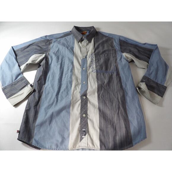 Mecca Since Day One Shirt Mens XL Western Stripes Blue Collar Button Down - Picture 1 of 13